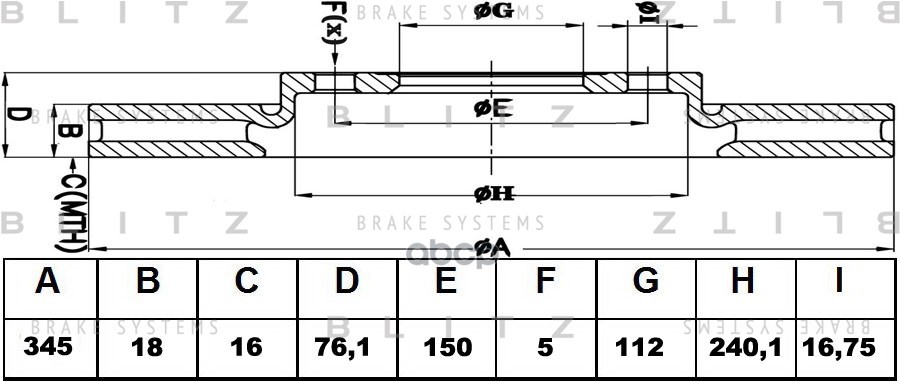 Диск тормозной задний вентилируемый TOYOTA Land Cruiser 200 07-LEXUS LX 570 07- BS0355 Blitz арт. BS0355