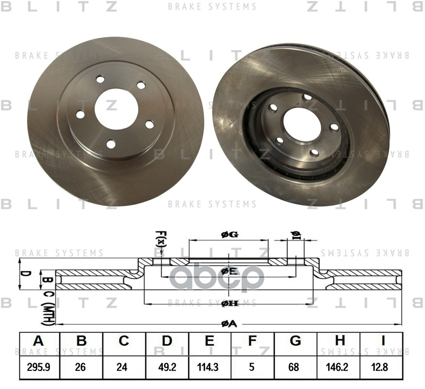 Диск тормозной передний вентилируемый NISSAN Teana 08- BS0382 Blitz арт. BS0382