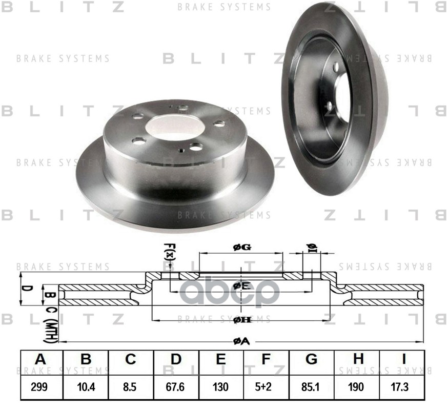 Диск тормозной задний SSANGYONG Actyon/Kyron 05- BS0383 Blitz арт. BS0383