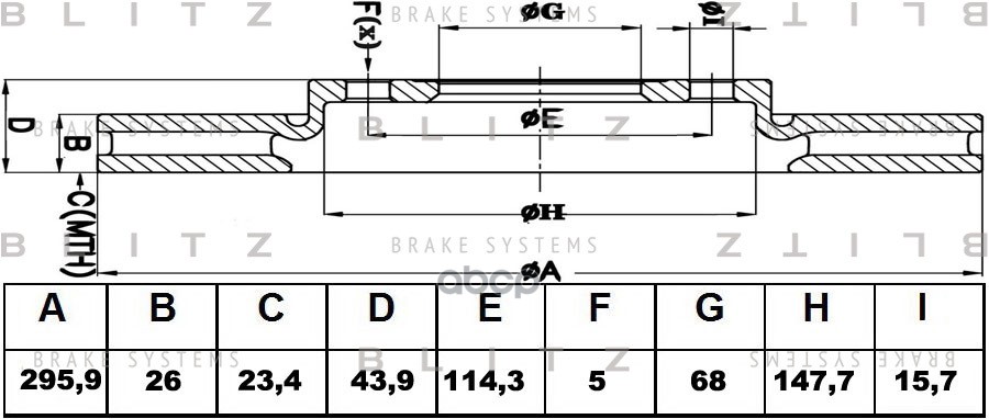 Диск тормозной передний вентилируемый RENAULT Grand Scenic/Laguna/Latitude/Megane/Scenic 07- BS0408 Blitz арт. BS0408