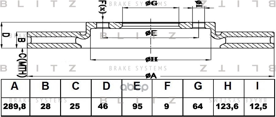 Диск тормозной передний вентилируемый Blitz арт. BS0412