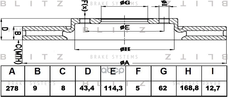 Диск тормозной задний Blitz арт. BS0451