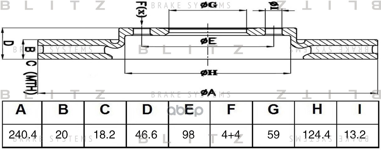 Диск Тормозной Вентилируемый | Перед | Blitz арт. BS0465