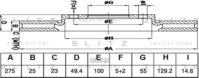 Диск тормозной передний Blitz арт. BS0526
