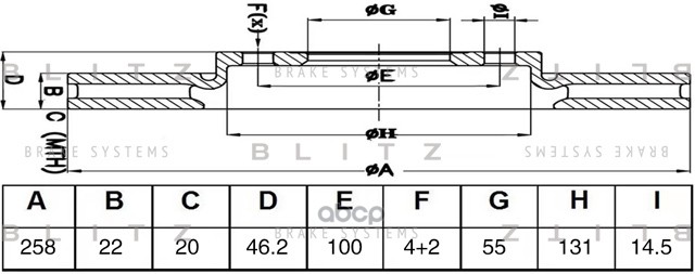 Диск тормозной передний Blitz арт. BS0527