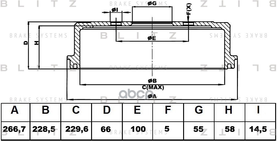 Барабан тормозной Blitz арт. BT0124