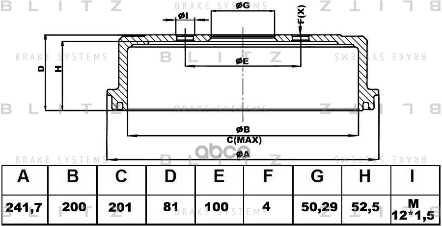 Барабан тормозной Blitz арт. BT0127