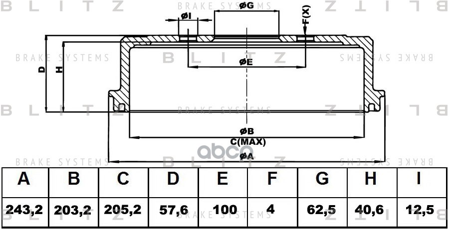 Барабан тормозной Blitz арт. BT0140