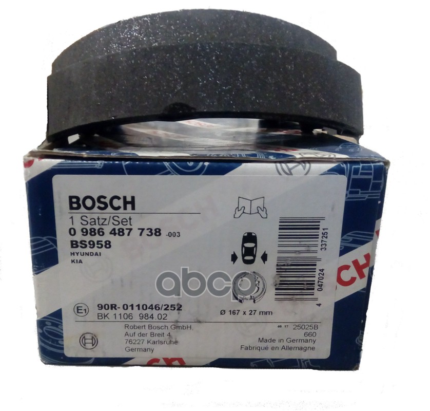 Колодки тормозные барабанные Bosch арт. 0986487738