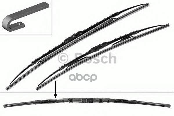 Щетки стеклоочистителя каркасные Twin spoiler 475/475мм крепление Hook Bosch арт. 3397001465