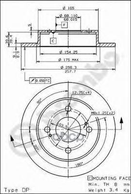 Диск Тормозной Задн Nissan: Primera Traveller 90-98 Brembo арт. 08.5443.60