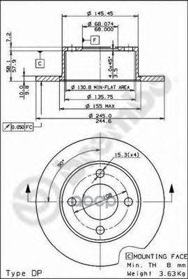 Диск Тормозной Задн Audi: 100 83-91, 100 Avant 83-90 Brembo арт. 08.5510.10