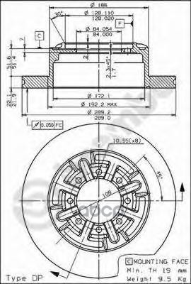 Диск тормозной задний 289мм Brembo арт. 08595210