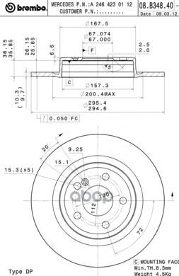 Диск тормозной 08.B348.41 Brembo арт. 08.B348.41