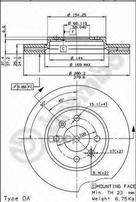 Диск Тормозной Передн Saab: 9000 85-98, 9000 Хечбэк 84-98 Brembo арт. 09.5221.10