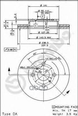 Диск Тормозной Standard | Перед | Brembo арт. 09553620