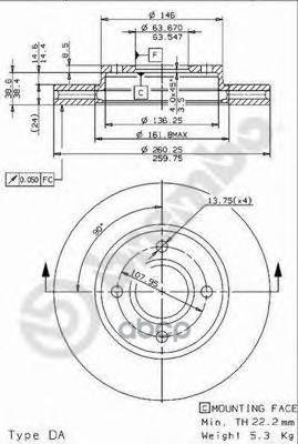 Диск Тормозной Передн Ford: Cougar 98-01, Mondeo I 93-96, Mondeo I Седан 93-96, Mondeo I Универсал 93-96, Mondeo Ii 96-00, Mo...