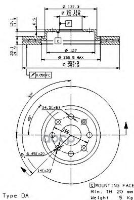 Диск Тормозной Передний Вентилируемый Pvt 257Мм Brembo арт. 09584334