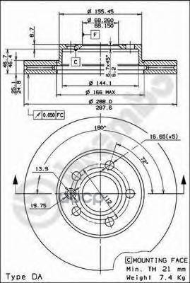 Диск Тормозной Uv Coated | Перед | Brembo арт. 09693411