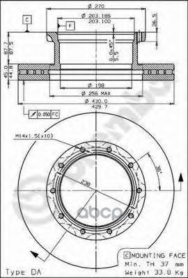 Диск Тормозной Bpw - 430X42x132.6 Brembo арт. 09.7380.30