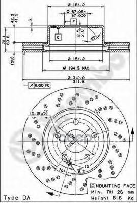 Диск Тормозной Передн Mercedes-Benz: S-Class 98-05 Brembo арт. 09.8127.11