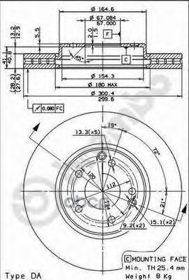 Диск Тормозной Передн. С Уф Покрытием Mercedes-Benz C-Class (W203) 05/00-08/07 / Mercedes-Benz C-Cla Brembo арт. 09.8304.21