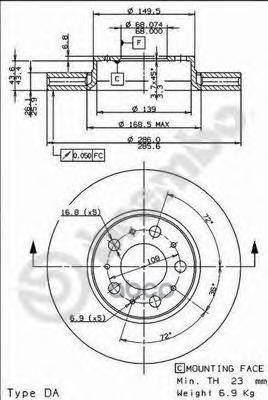 Диск Тормозной Передний Volvo S60v70 2.0-2.5Tdi 98 Brembo 09.8633.11 Brembo арт. 09.8633.11