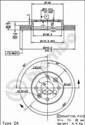 Диск Тормозной Kia Sephia (Fa) (01 95-10 97) F Kia Sephia Saloon (Fa) (09 93-10 97) F Kia Shuma Brembo арт. 09865610