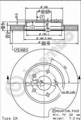Диск Тормозной Uv Coated | Перед | Brembo арт. 09866511