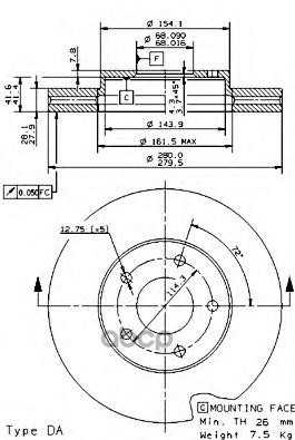 Диск Тормозной Передн, Nissan: Almera Tino 1.8/2.0/2.2 Di/2.2 Dci 00-, Maxima Qx 2.0 V6 24V/2.5 V6 24V/3.0/3.0 V6 24V 99-03, ...