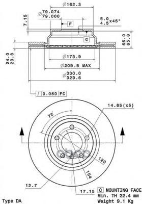 Диск Тормозной Передн, Bmw: 1 123 D/130 I 04-12, 1 123 D/130 I 03-12, 1 123 D 08-, 1 123 D 07-, 3 320 D Xdrive/320 Xd/325 D/3...