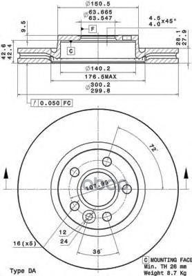 Диск Тормозной Передний Вентилируемый Brembo арт. 09A42710