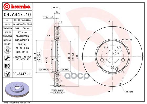 Диск Тормозной Uv Coated | Перед | Brembo арт. 09A44711
