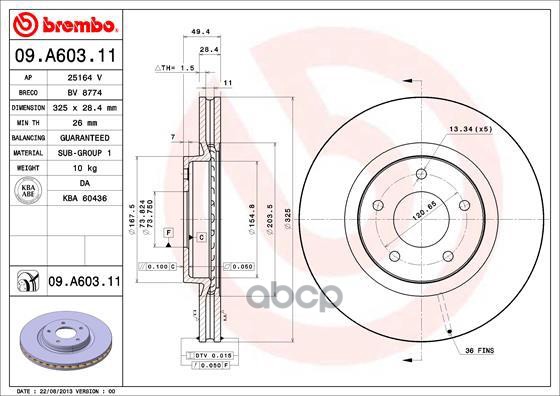 Диск Тормозной Uv Coated | Перед | Brembo арт. 09A60311