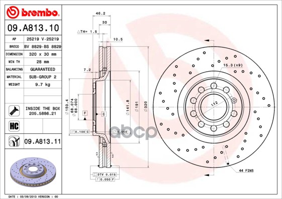 Диск Тормозной Uv Coated | Перед | Brembo арт. 09A81311