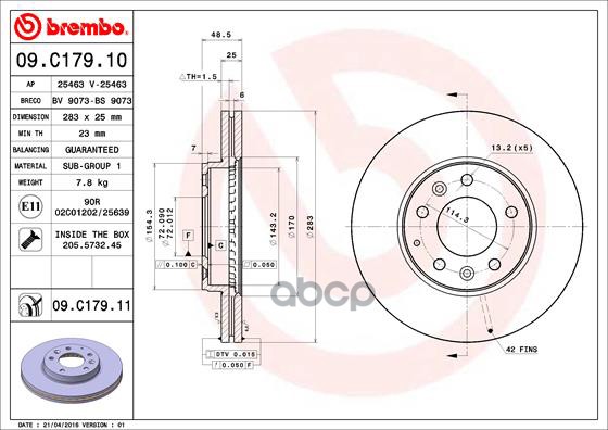 Диск Тормозной Заменяет 09.9131.11, Передн Mazda 6 Station Wagon (Gy) (08/02-) F / Mazda 6 Hatchback (Gg) (08/02-) 6 02- Brem...