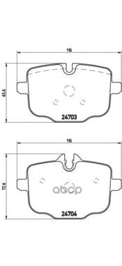 Колодки тормозные дисковые задн. BMW 5 (F10) 01/09-10/16 / BMW 5 Touring (F11) 02/09-> / BMW 6 Conve Brembo арт. p06061
