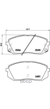 Колодки тормозные (Спереди) Hyundai Elantra 15-20 / ix35 09-15 Brembo арт. P 30 056