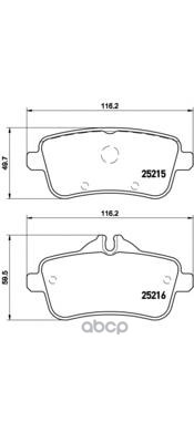 Колодки тормозные дисковые задн. MERCEDES-BENZ A-CLASS (W176) 06/12-> / MERCEDES-BENZ CLA Coupe (C11 Brembo арт. p50099