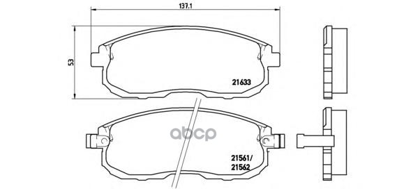 Колодки тормозные дисковые передн. NISSAN ALTIMA (L30) 06/97-08/01 / NISSAN ALTIMA (L31) 08/01-04/07 Brembo арт. p56021