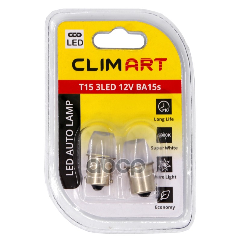Лампа светодиодная CA T15 3LED 12V (R10W) /к-т 2шт CLIM ART арт. cla00501
