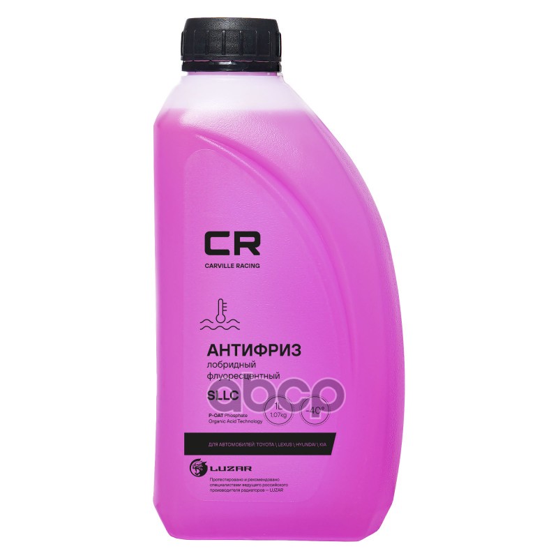 Антифриз для а/м Toyota/Lexus /Hyundai/Kia, P-OAT, SLLC/MS 591-08, флуор, -40°С, готовый, 1л/1.07кг (L2018047) Carville Racin...