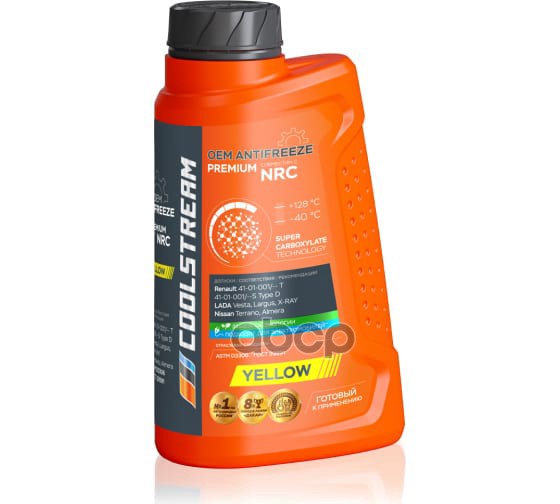 Антифриз готовый карбоксилатный желтый Premium NRC G13 1кг Coolstream арт. CS010101YE