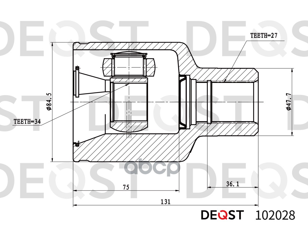 ШРУС SSANGYONG KYRON 05,05- , 2,3 DEQST арт. 102028
