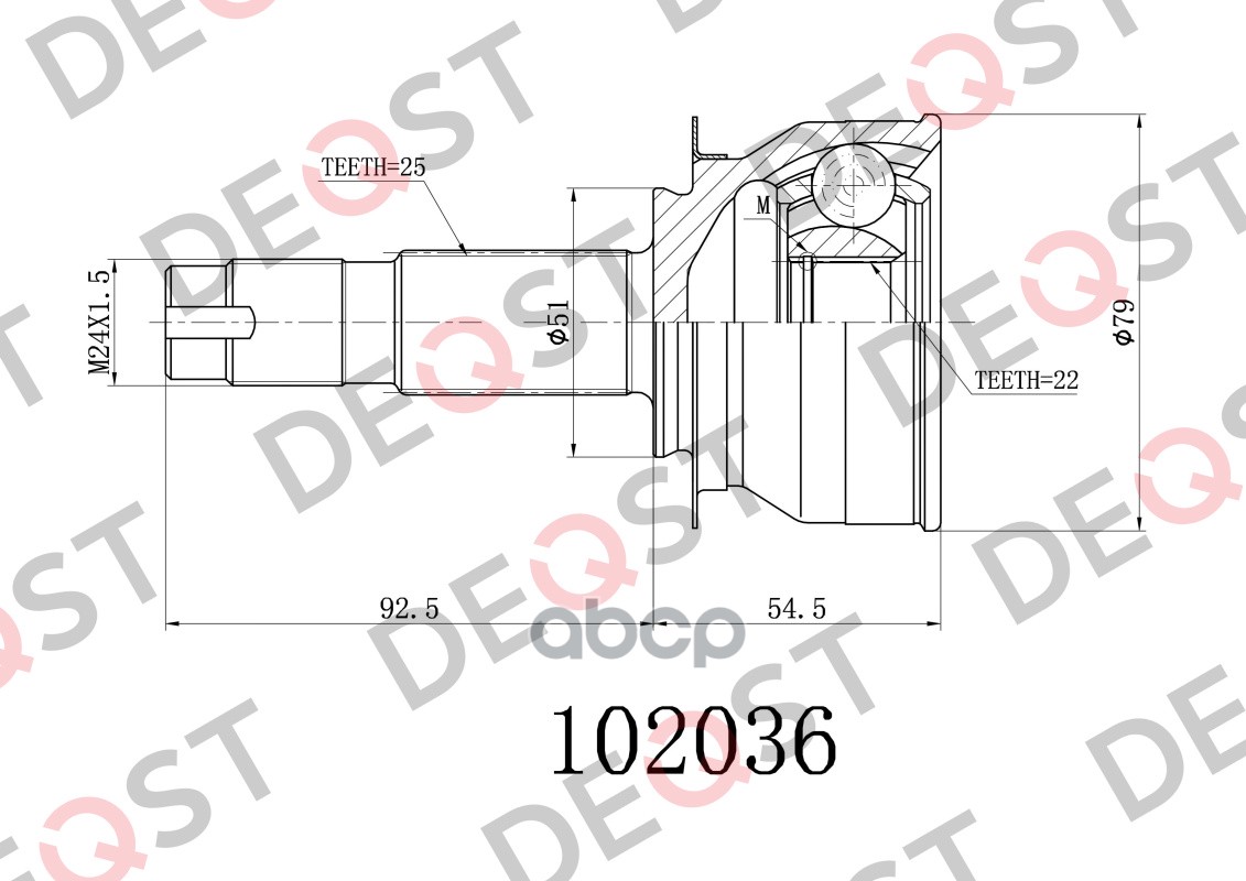 ШРУС CHEVROLET COBALT 11-/RAVON R4 17- DEQST арт. 102036