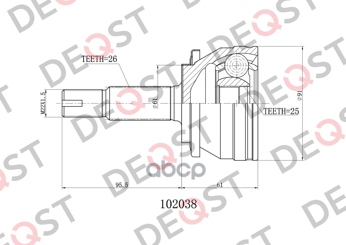 ШРУС TOYOTA COROLLA ZRE18# 13- DEQST арт. 102038