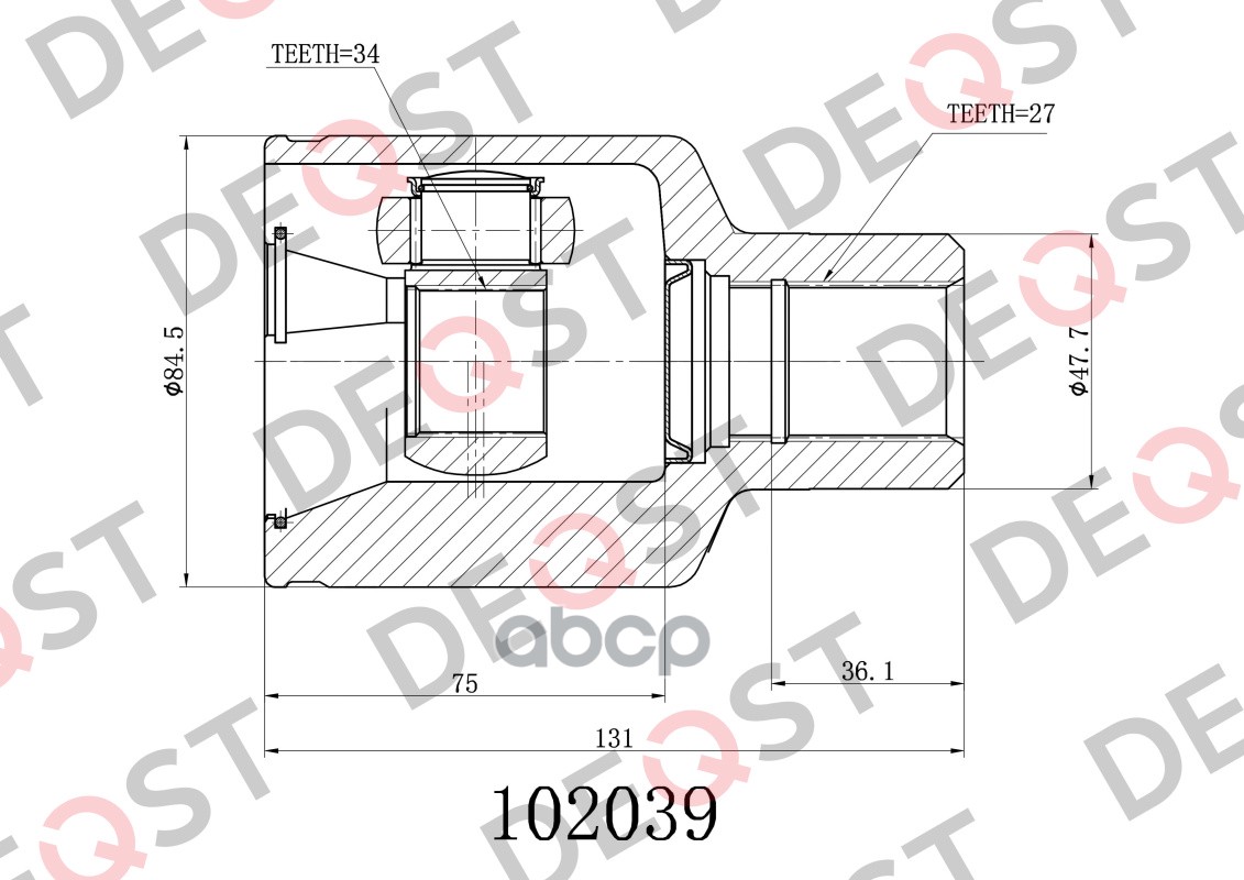 ШРУС SSANGYONG KYRON 05-12/ACTYON 01-09/REXTON 02- inner. DEQST арт. 102039