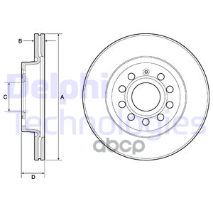 Диск тормозной (2шт в уп) VAG A3 (8L1), OCTAVIA I Combi (1U5), CADDY III вэн (2KB, 2KJ, 2CB, 2CJ) BG3832C Delphi арт. BG3832C