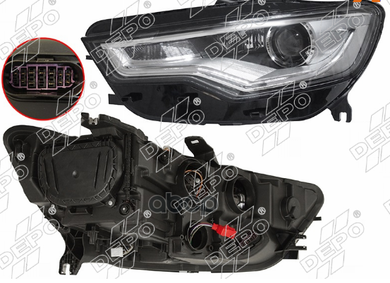 Фара Лев Audi: A6 (4G2, C7, 4Gc) 11- Линзован С Рег.мотор , Диод , (Ксенон) Depo арт. 446-1140LMLDHEM
