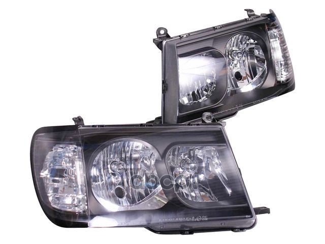 Фара Toyota Land Cruiser (J100) 98-05 (Галоген/ Комплект/ Ручная регулировка/ чёрные) Depo арт. D12-1103P-LD-E2